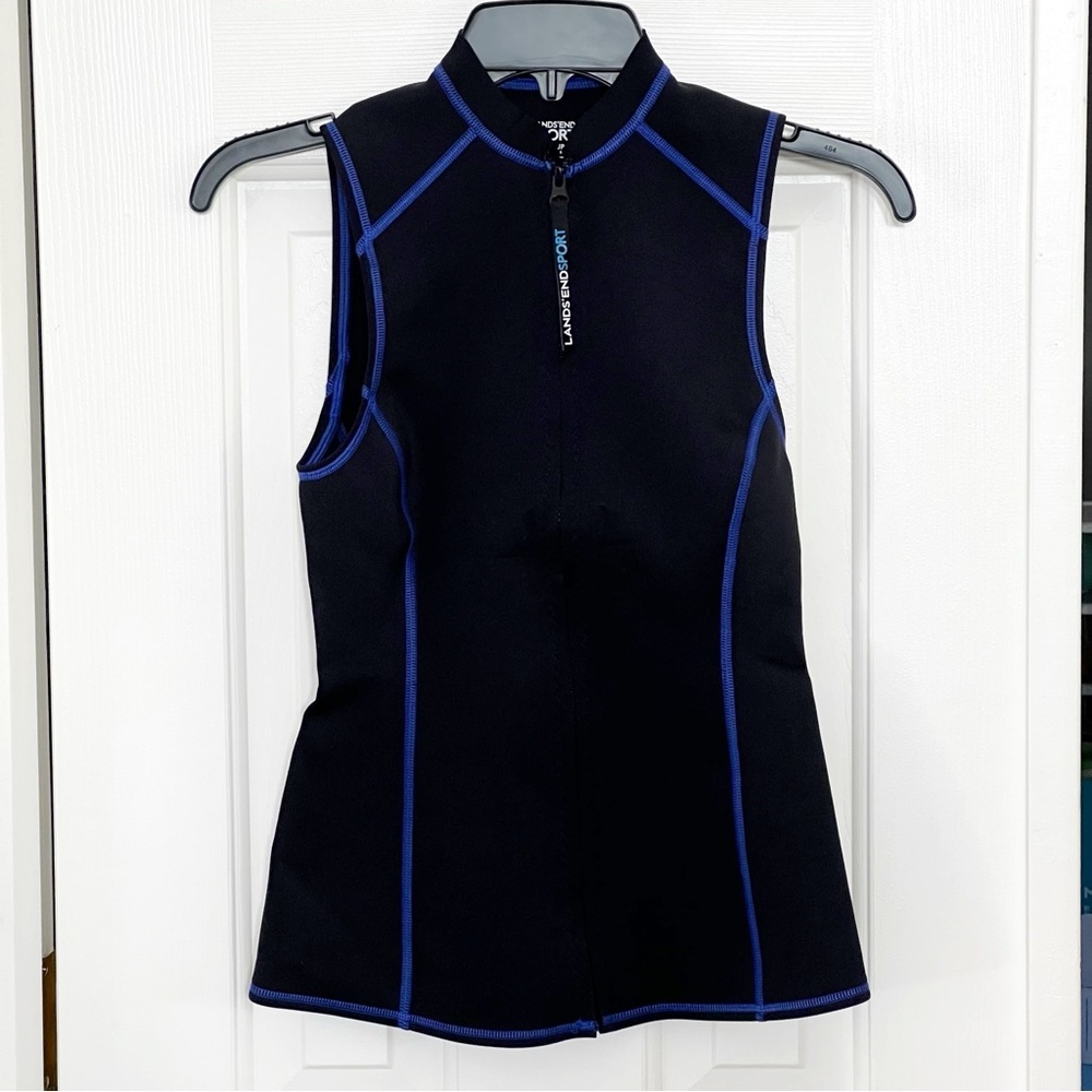 Lands End Womens Surf Vest Swim Full Zip Tank Top Size XS Sport Active B…